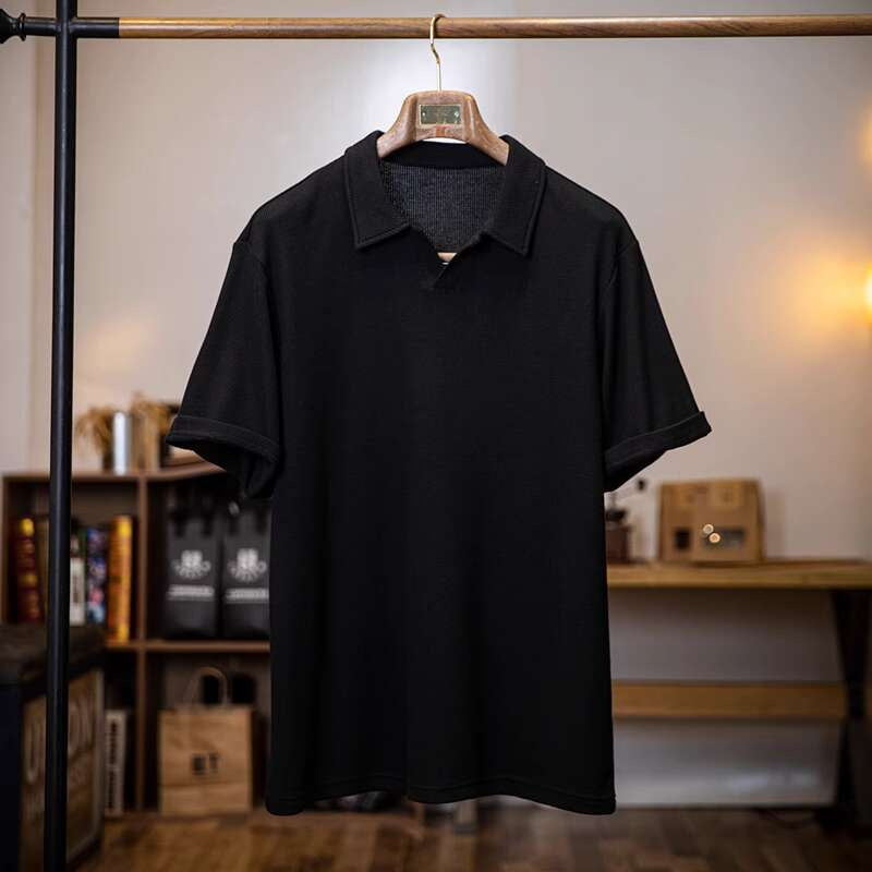 美式復古polo衫男士短袖夏季2025新款寬鬆純色休閒百搭翻領t恤男
