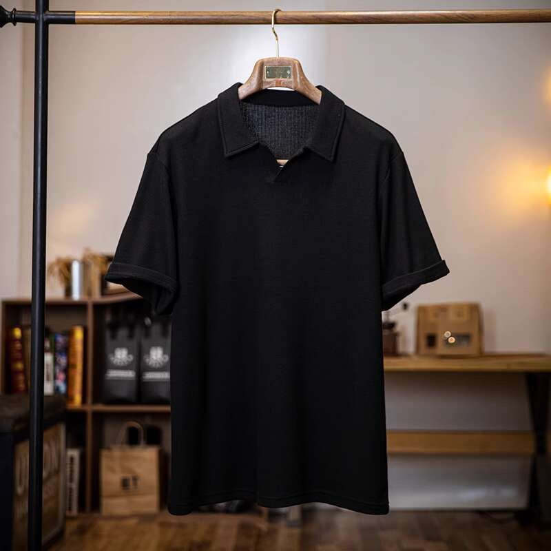 美式復古polo衫男士短袖夏季2025新款寬鬆純色休閒百搭翻領t恤男