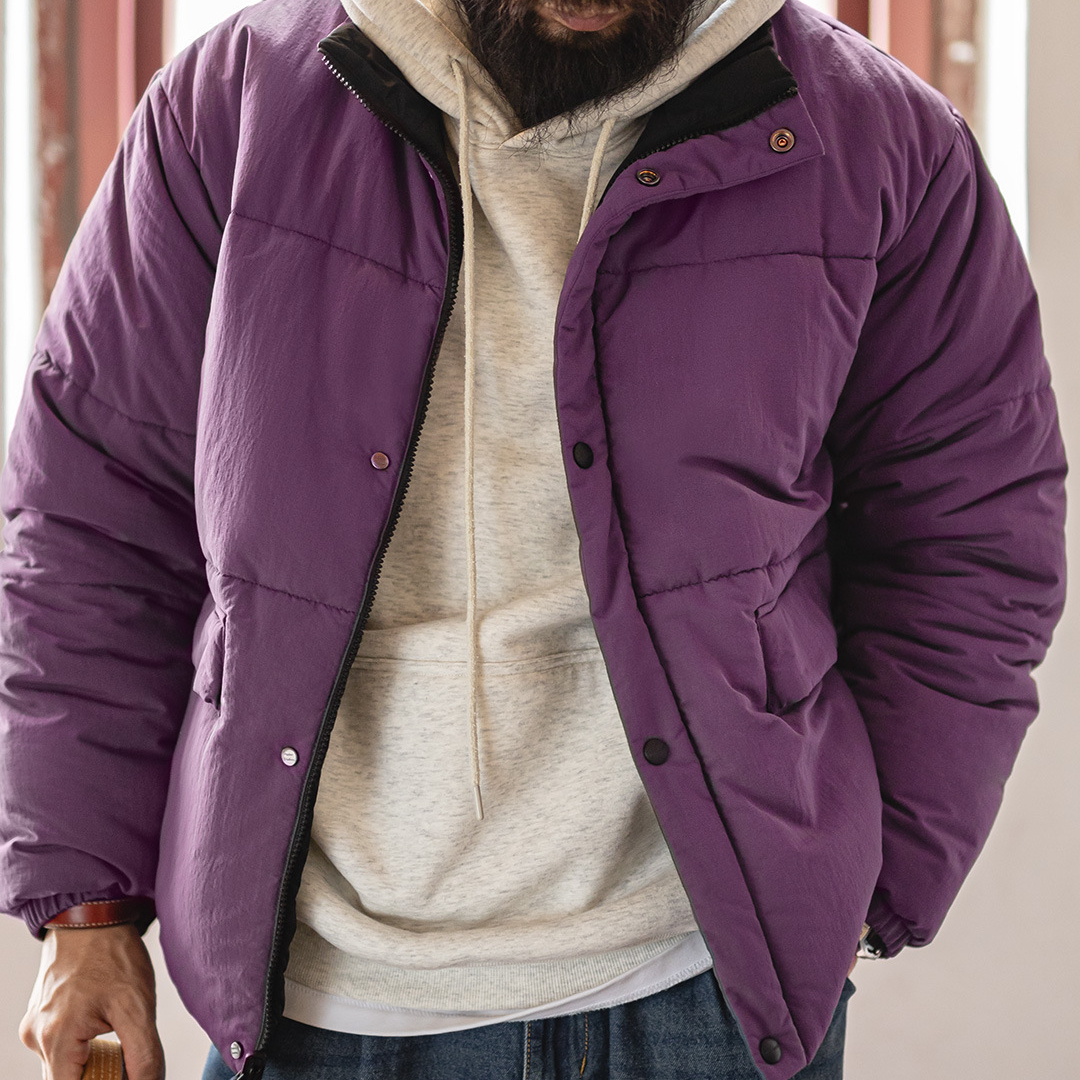 美式雙面穿保暖夾克山系加厚保暖棉服短款立領外套男秋冬