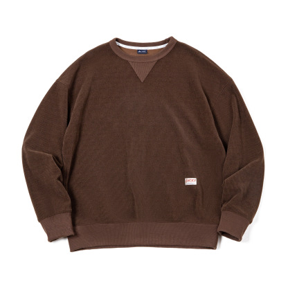 美式復古雪尼爾衛衣女秋套頭長袖打底T恤插肩袖圓領上衣-Retro's Wear