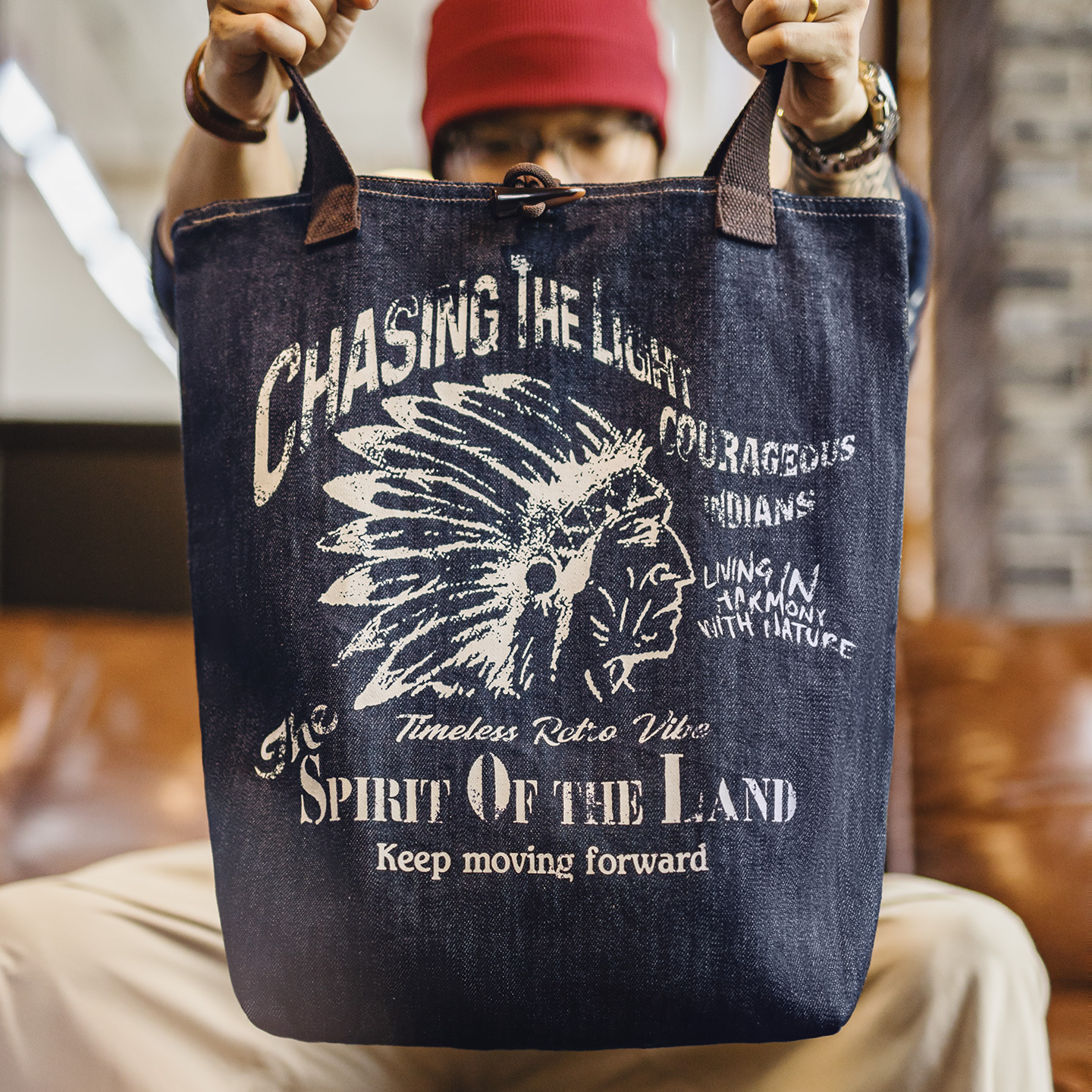 美式復古牛仔大容量托特包丹寧通勤單肩包做舊手提包包男