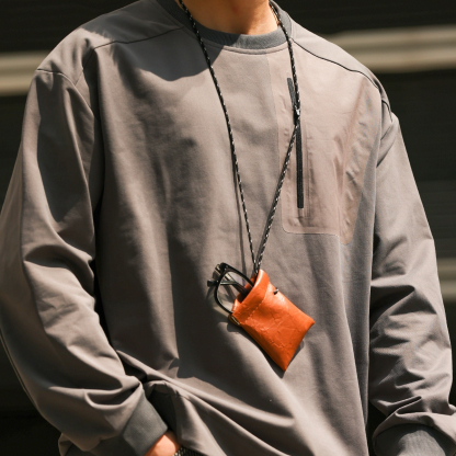 美式戶外仿梭織拼接口袋衛衣男300g防曬速幹運動上衣秋