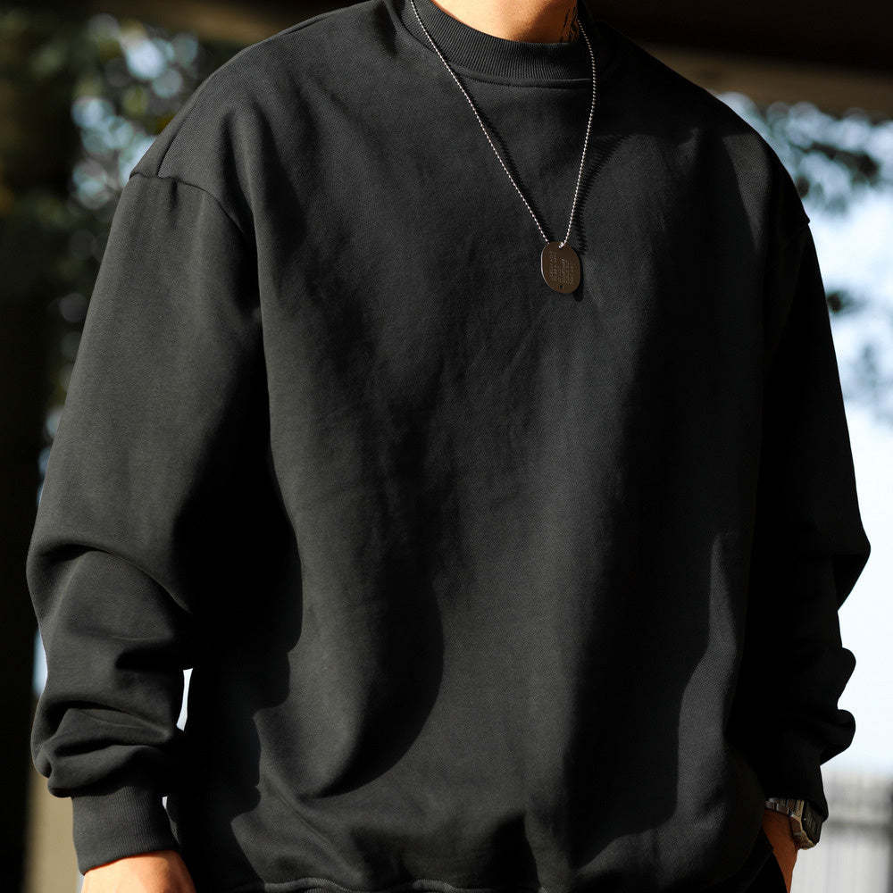 美式休閒480g重磅圓領衛衣男毛圈底復古純棉vintage運動上衣-Retro's Wear