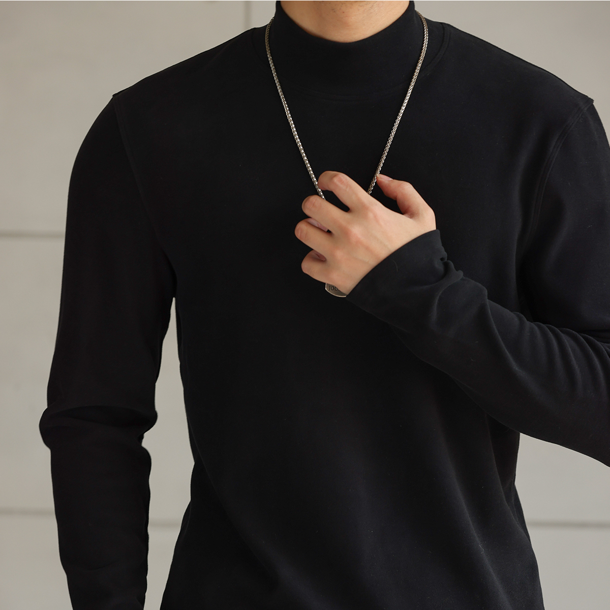 雙面一體絨半高領打底衫男300g重磅保暖抗靜電長袖T恤