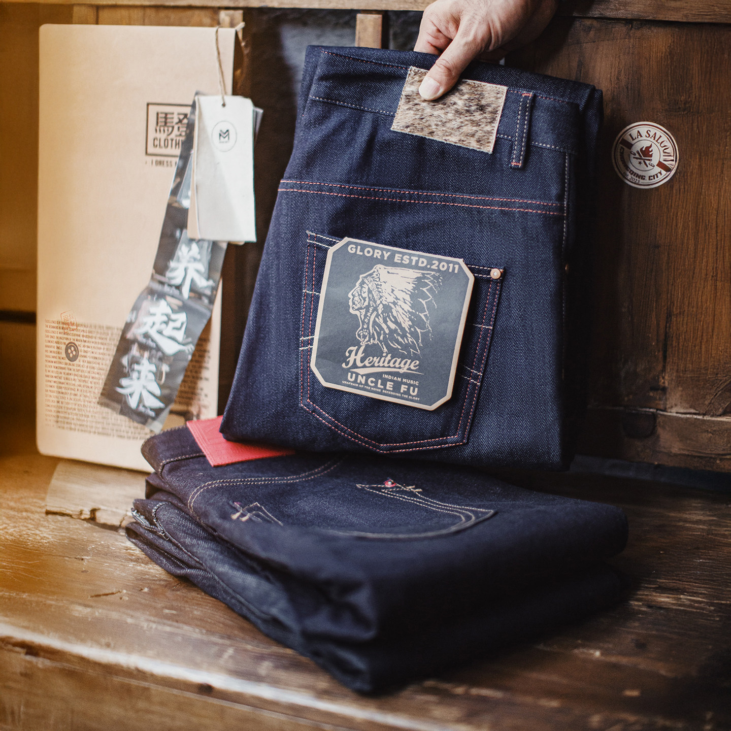 美式復古原牛牛仔褲赤耳直筒丹寧微錐形原漿休閒褲男款春