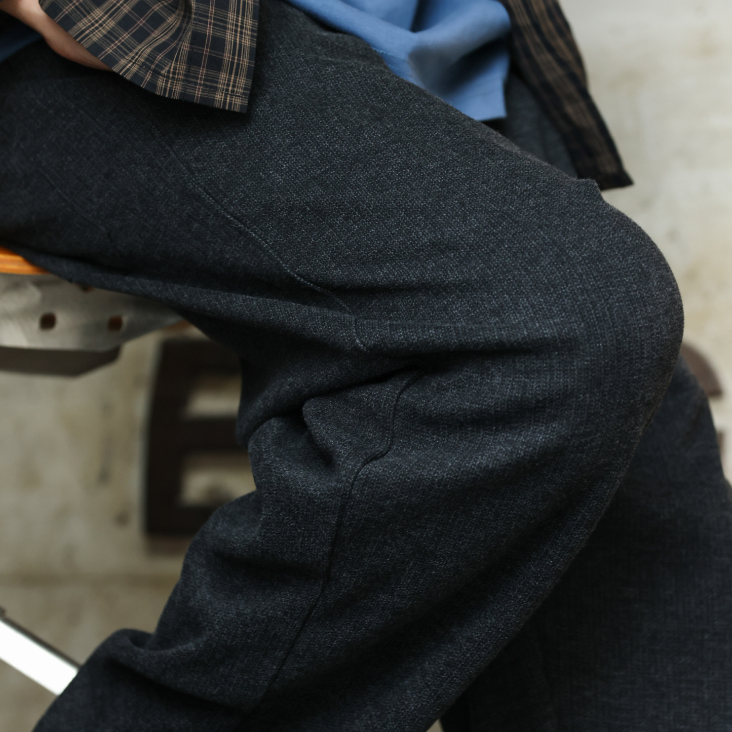 醋酸羊毛針織毛呢休閒褲男美式復古350g重磅直筒聰明褲