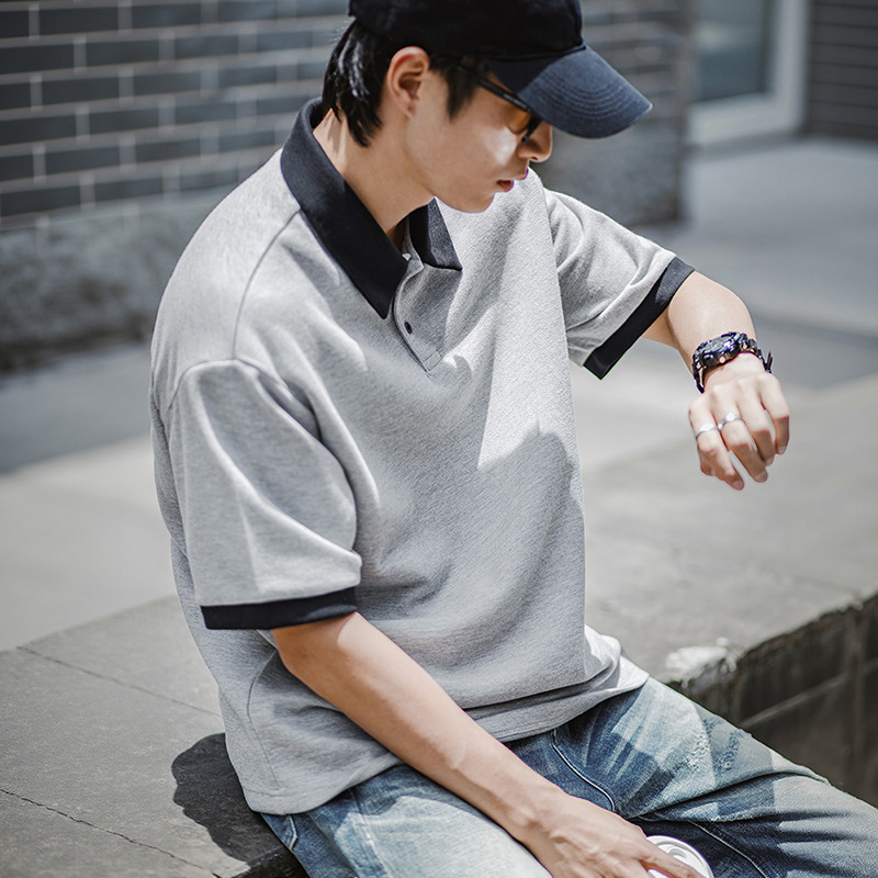 MRA 臘腸狗polo衫短袖男珠地空氣層翻領上衣撞色假兩件T恤夏