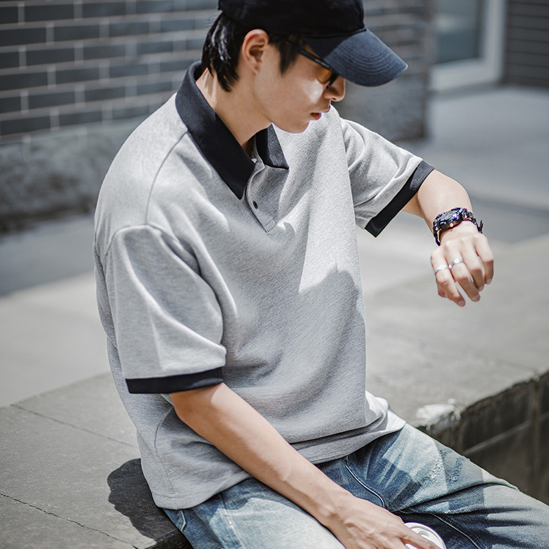 MRA 臘腸狗polo衫短袖男珠地空氣層翻領上衣撞色假兩件T恤夏