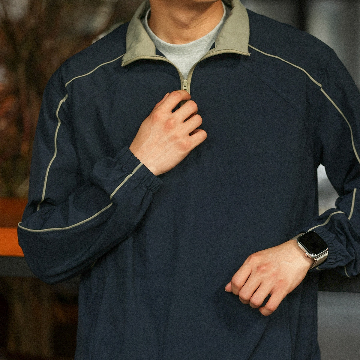 美式復古半拉鍊立領夾克男薄款透氣戶外休閒運動外套秋