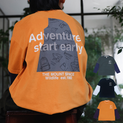 男童衣服2025秋季款兒童字母印花T恤柔軟親膚假兩件長袖男童上衣