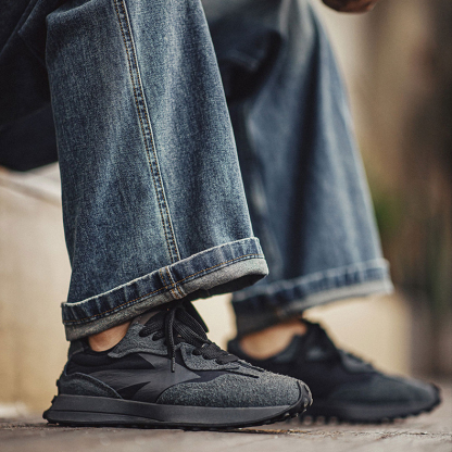 復古黑武士老爹鞋純黑色厚底减震運動休閒百搭鞋子男春季