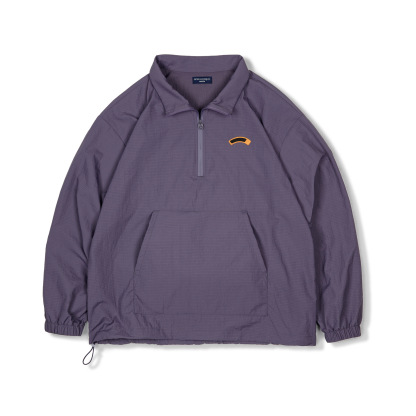 美式復古半拉鍊立領寬鬆夾克衛衣city girl運動套頭外套女夏