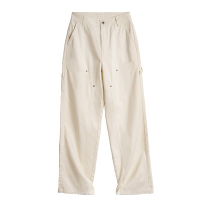 美式工裝褲百搭純棉雙膝伐木褲復古街頭休閒長褲直筒褲春秋女-Retro's Wear