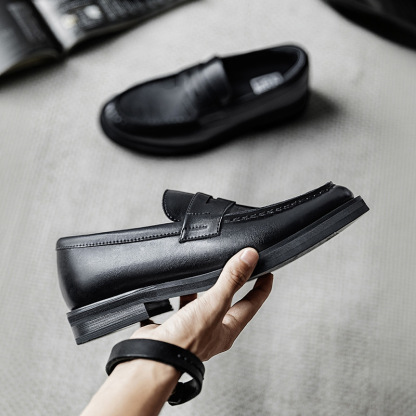 MRA便士樂福鞋男鞋2025新款莫卡辛通勤德比老錢風一脚蹬休閒皮鞋