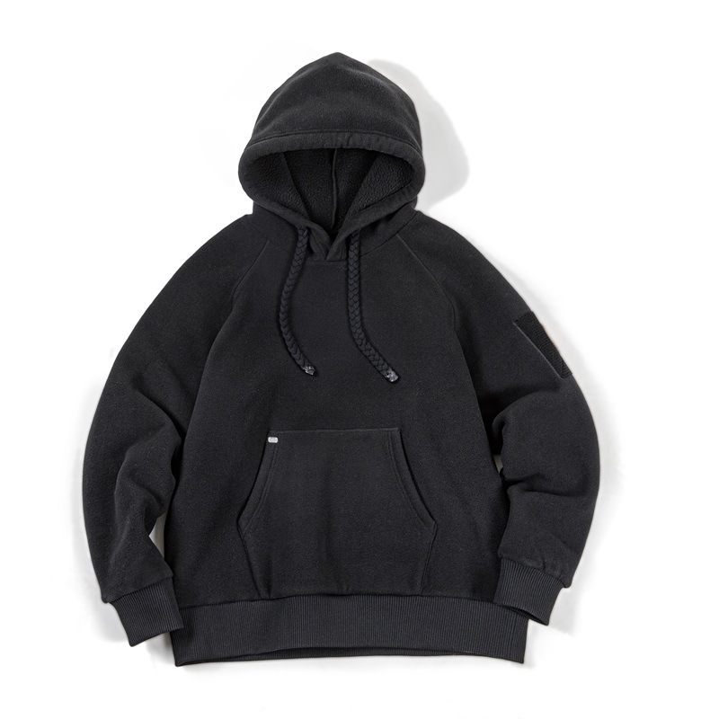 美式休閒重磅搖粒絨衛衣連帽百搭加厚抓絨套頭衫男秋冬-Retro's Wear