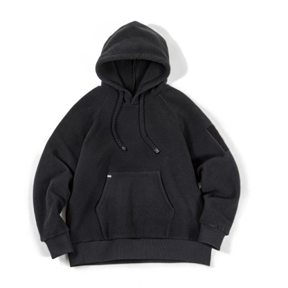 美式休閒重磅搖粒絨衛衣連帽百搭加厚抓絨套頭衫男秋冬-Retro's Wear