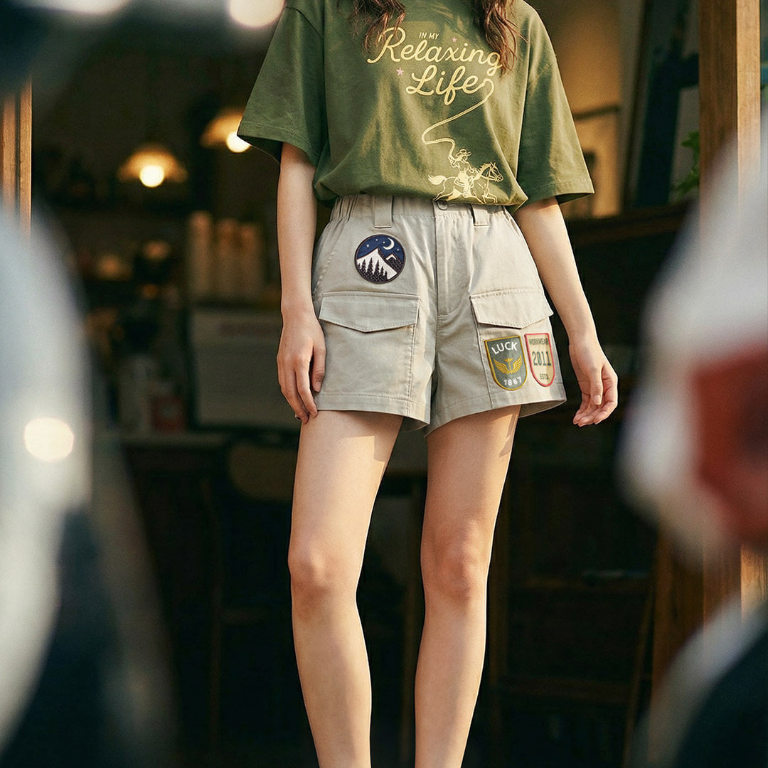 美式復古四分A字版直筒顯瘦可外穿休閒工裝短褲女士熱褲夏季