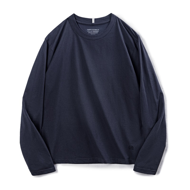 美式休閒sorona涼感長袖T恤索羅娜速乾抗菌圓領上衣男春-Retro's Wear