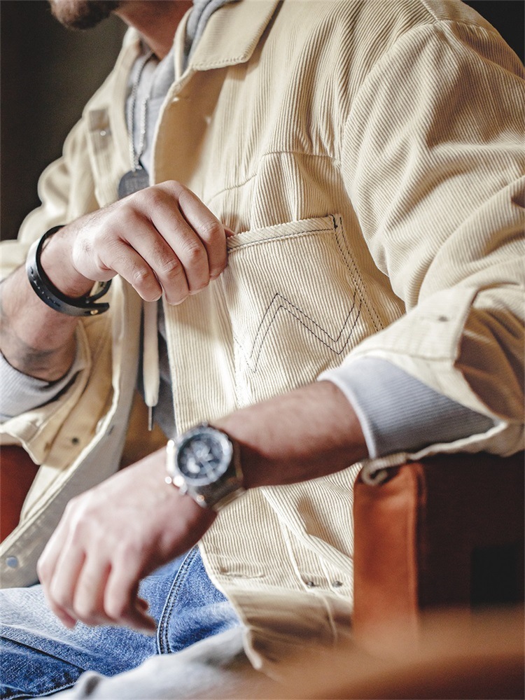 美式復古燈芯絨二代夾克type2阿美咔嘰翻領米白外套男秋-Retro's Wear