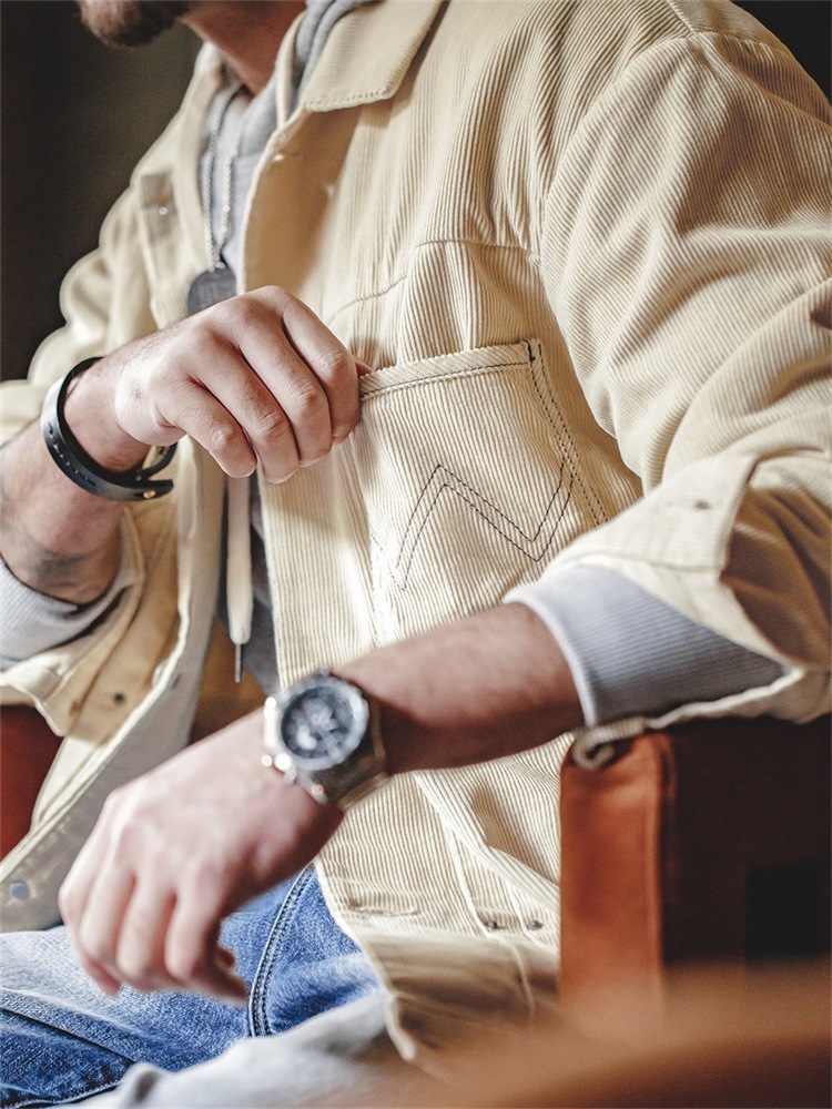 美式復古燈芯絨二代夾克type2阿美咔嘰翻領米白外套男秋-Retro's Wear