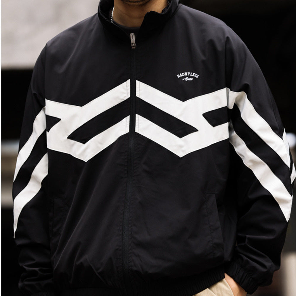 美式戶外立領運動拼接運動外套男高密防潑水復古gorpcore夾克-Retro's Wear