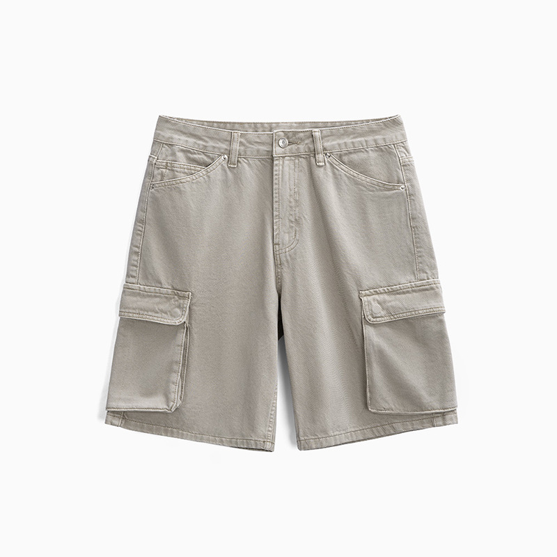 MRA多口袋工裝褲直筒短褲水洗做舊重磅寬鬆純棉五分褲男夏