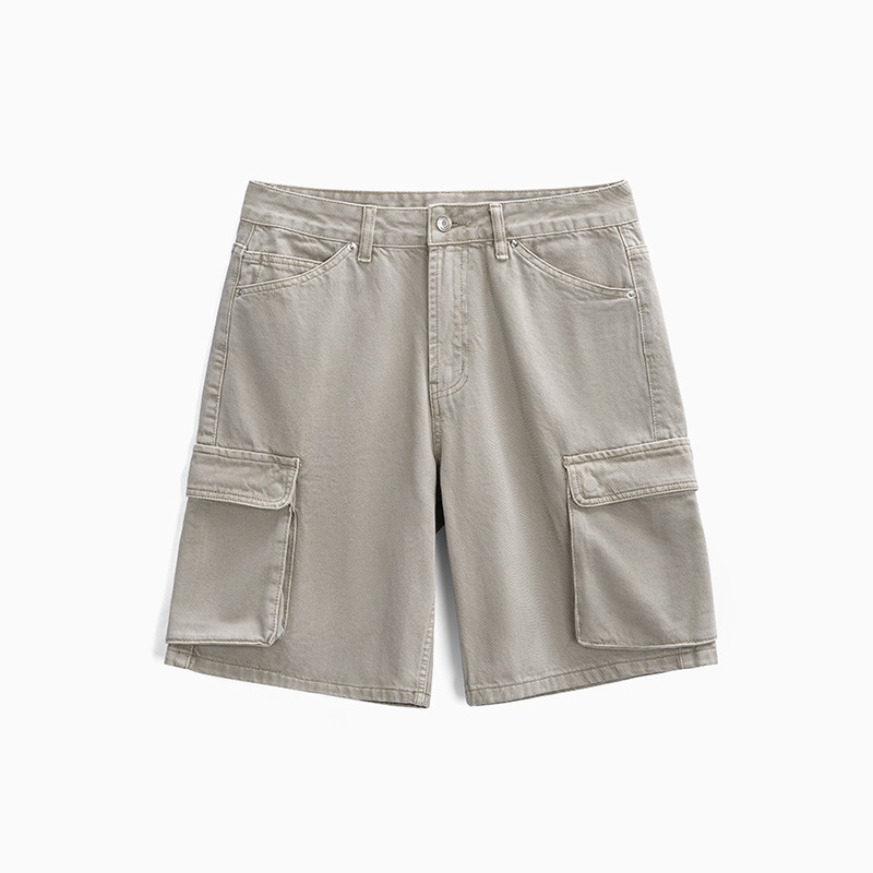 MRA多口袋工裝褲直筒短褲水洗做舊重磅寬鬆純棉五分褲男夏