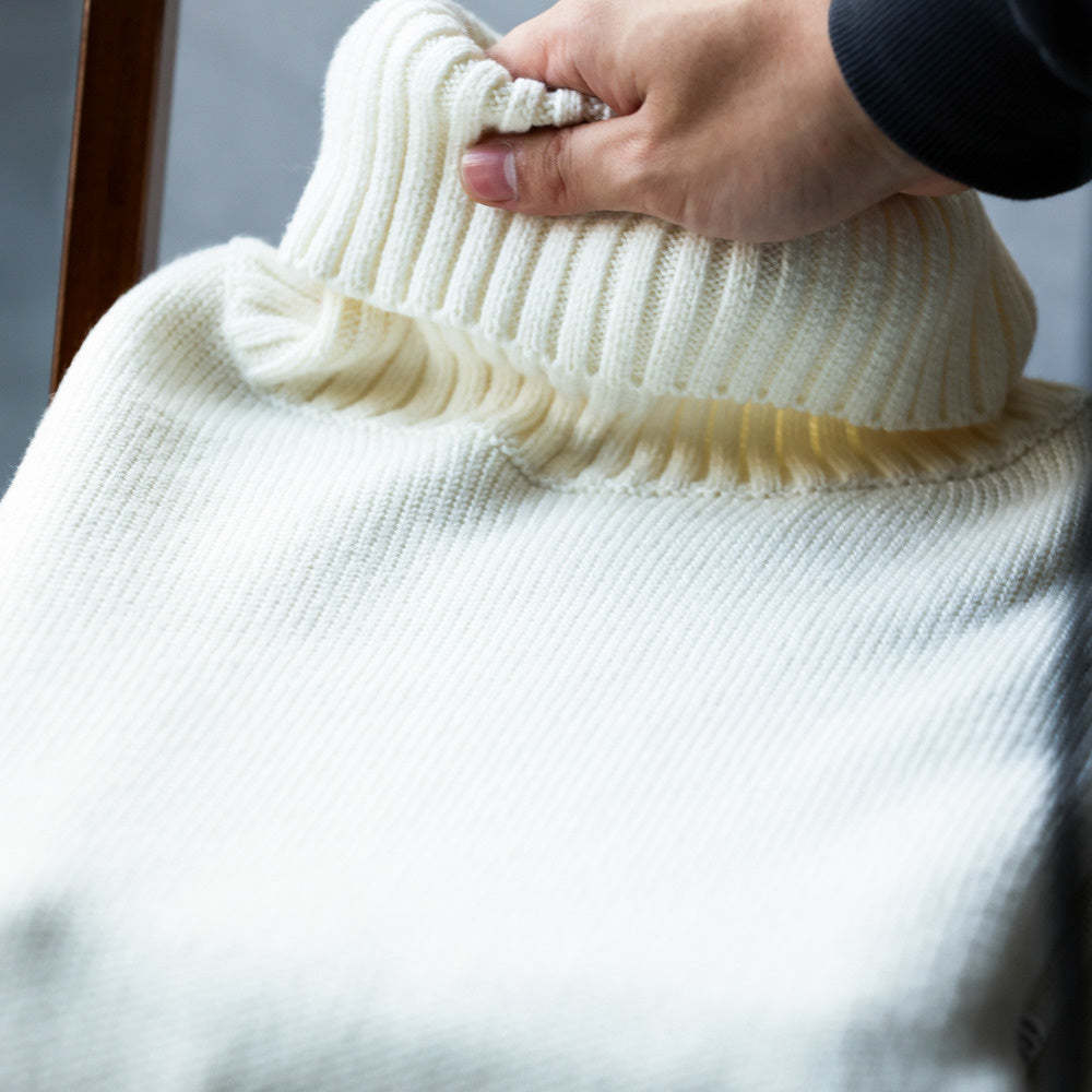 秋冬美式可翻高領針織毛衣男復古寬鬆粗針線內搭打底上衣-Retro's Wear