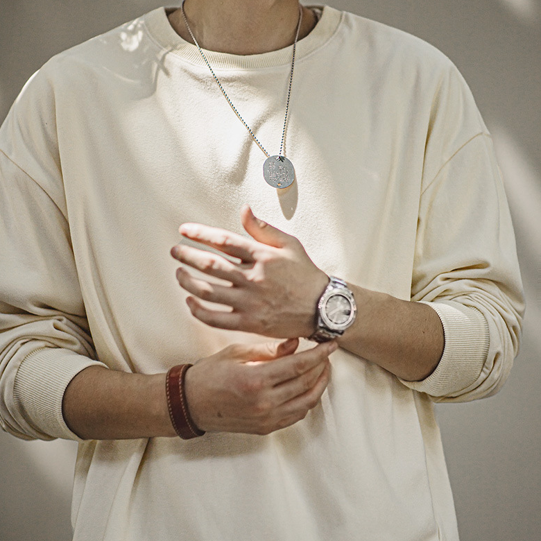 美式雙面磨毛仿德絨長袖T恤基礎款寬鬆圓領保暖上衣男秋-Retro's Wear