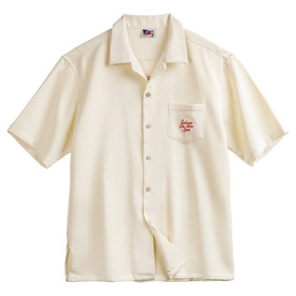 美式復古夏威夷刺繡短袖襯衫竹節紋垂感古巴領襯衣男夏季