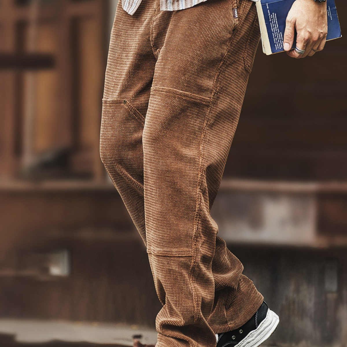 美式設計感復古燈芯絨工裝褲子男秋季新款寬鬆直筒休閒長褲