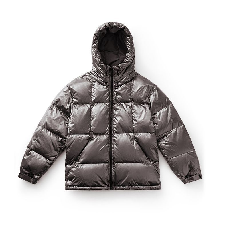 美式亮面連帽羽絨服90白鴨絨加厚保暖立領麵包服外套男冬-Retro's Wear