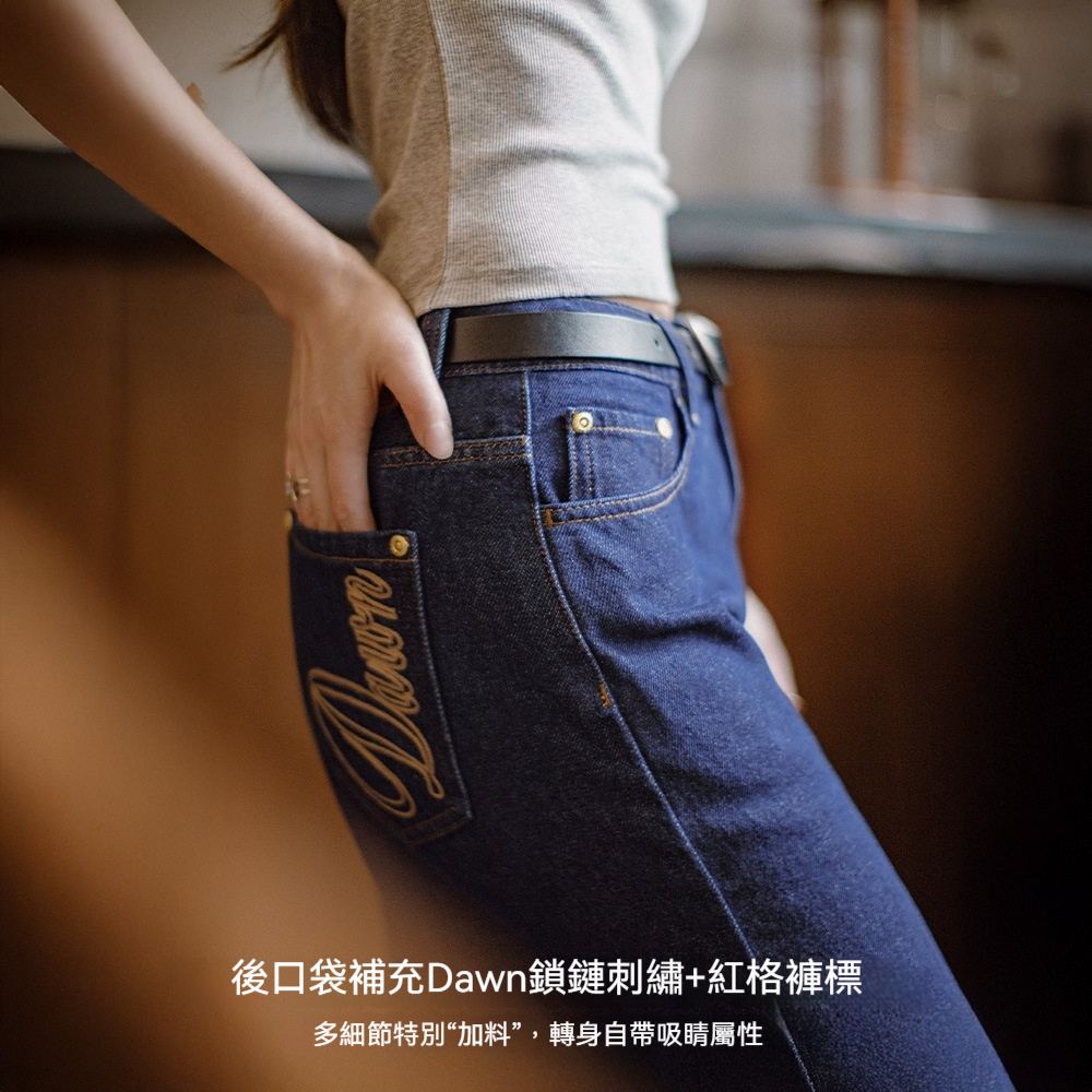 夏日復古深藍丹寧牛仔七分褲新款闊腿顯瘦小個子修腿型褲子女