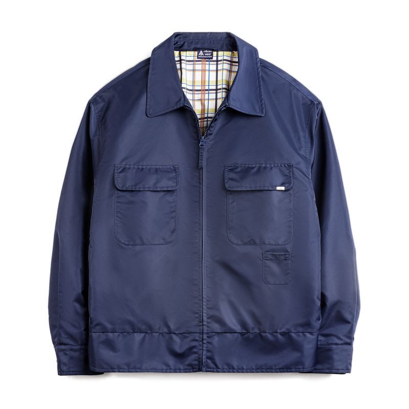 美式復古海軍藍刺繡夾克字母翻領拉鍊尼龍休閒外套男秋冬