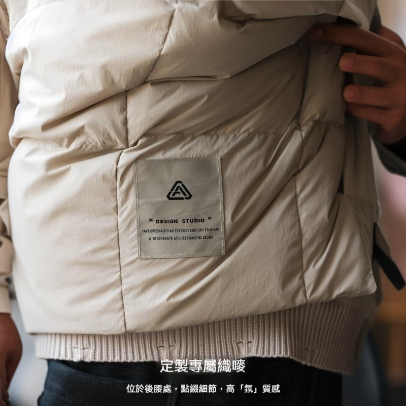 新中式道袍領羽絨服男90絨針織拼接假兩件設計保暖外套