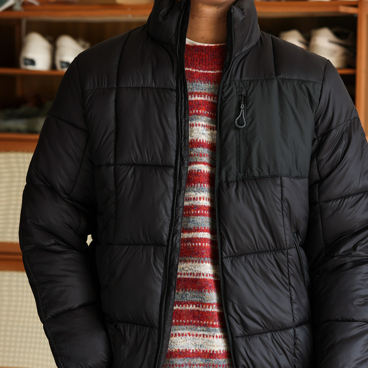 美式復古長格衍縫立領棉服外套男戶外親膚保暖加厚麵包服