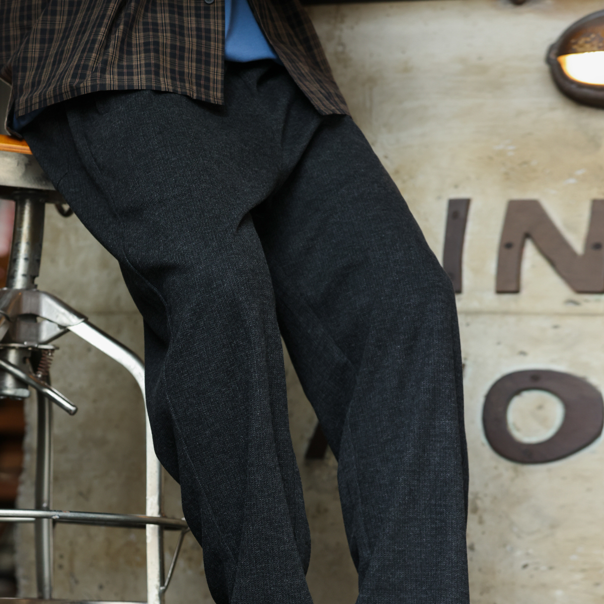 醋酸羊毛針織毛呢休閒褲男美式復古350g重磅直筒聰明褲