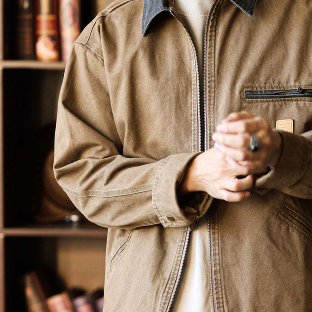 阿美哢嘰工裝夾克男寬鬆復古底特律獵裝外套秋-Retro's Wear