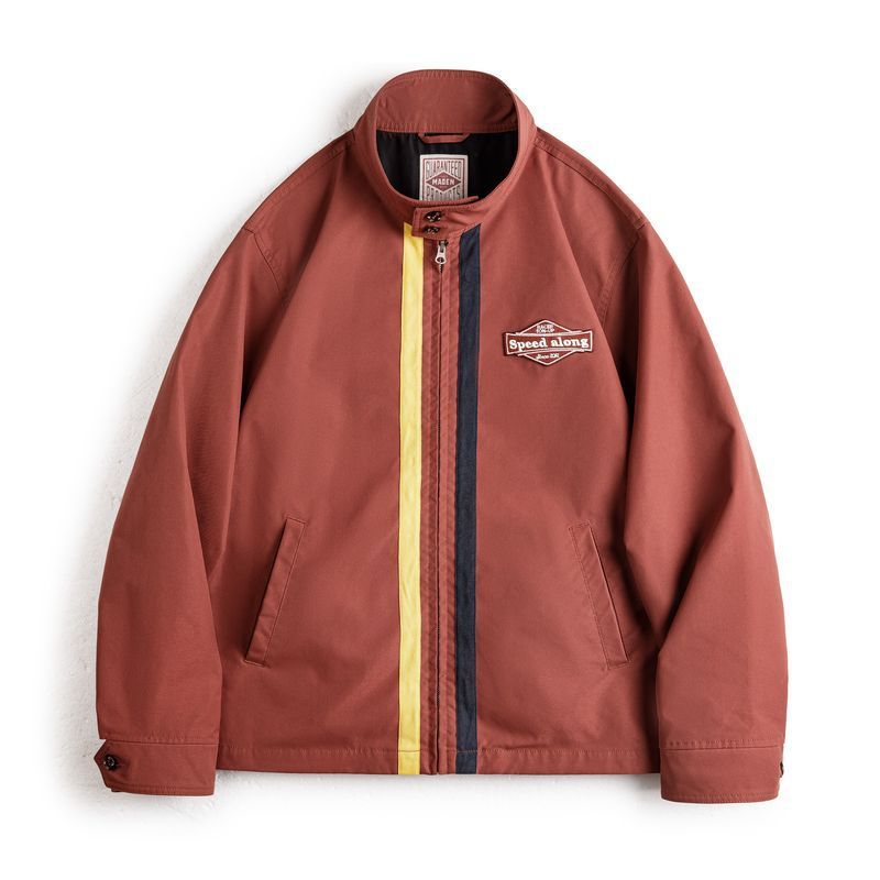 美式復古60S撞色賽車夾克IVY立領運動休閒拉鍊外套男秋季-Retro's Wear