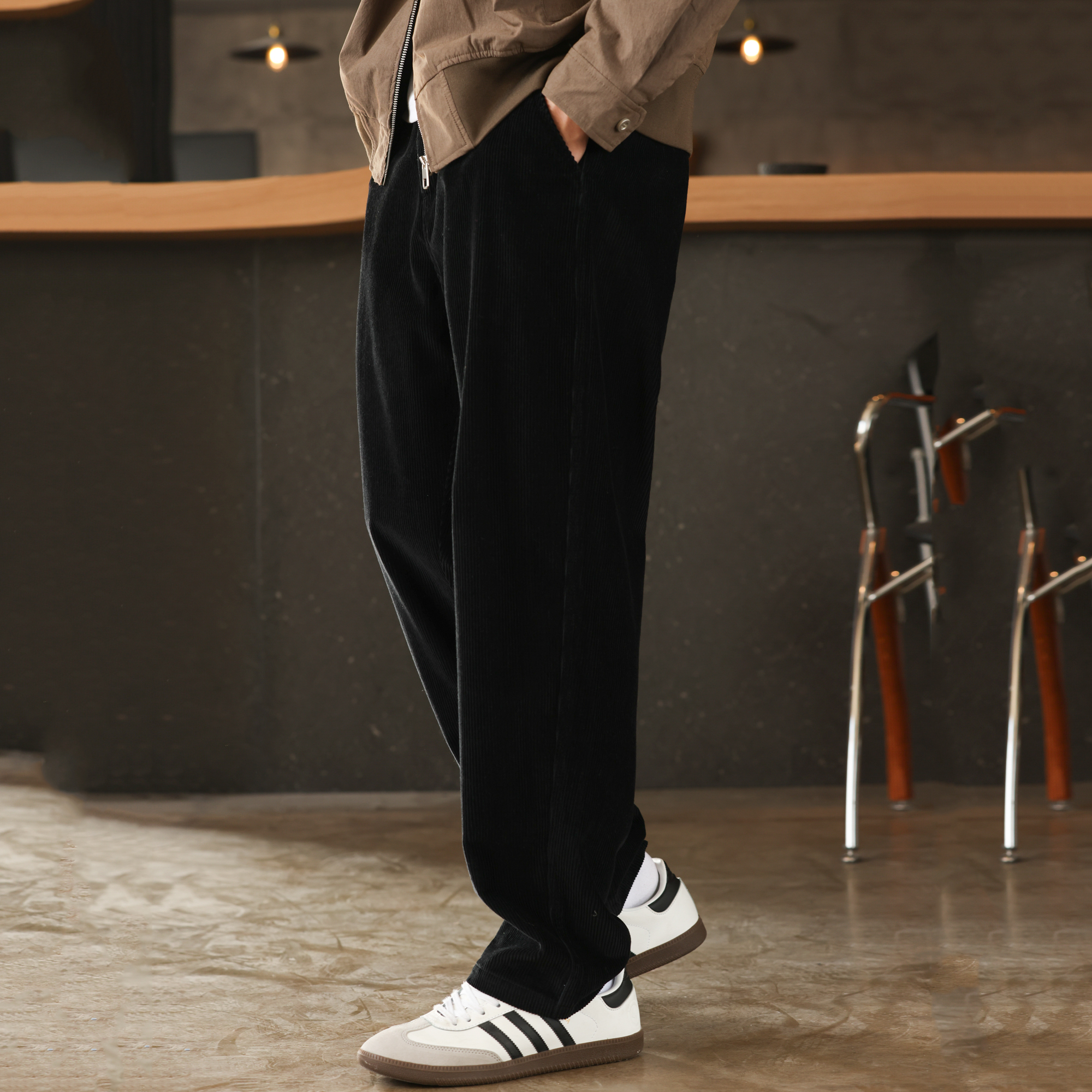 美式復古300g重磅燈芯絨長褲子巴恩風加絨加厚直筒休閒褲