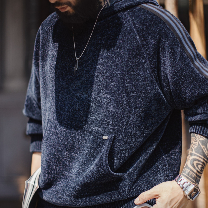 美式雪尼爾連帽衛衣套頭復古保暖燈芯絨加厚帽衫外套男冬