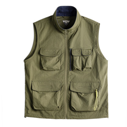 美式山系戶外馬甲軍綠色gorpcore輕薄背心徒步外套男款春