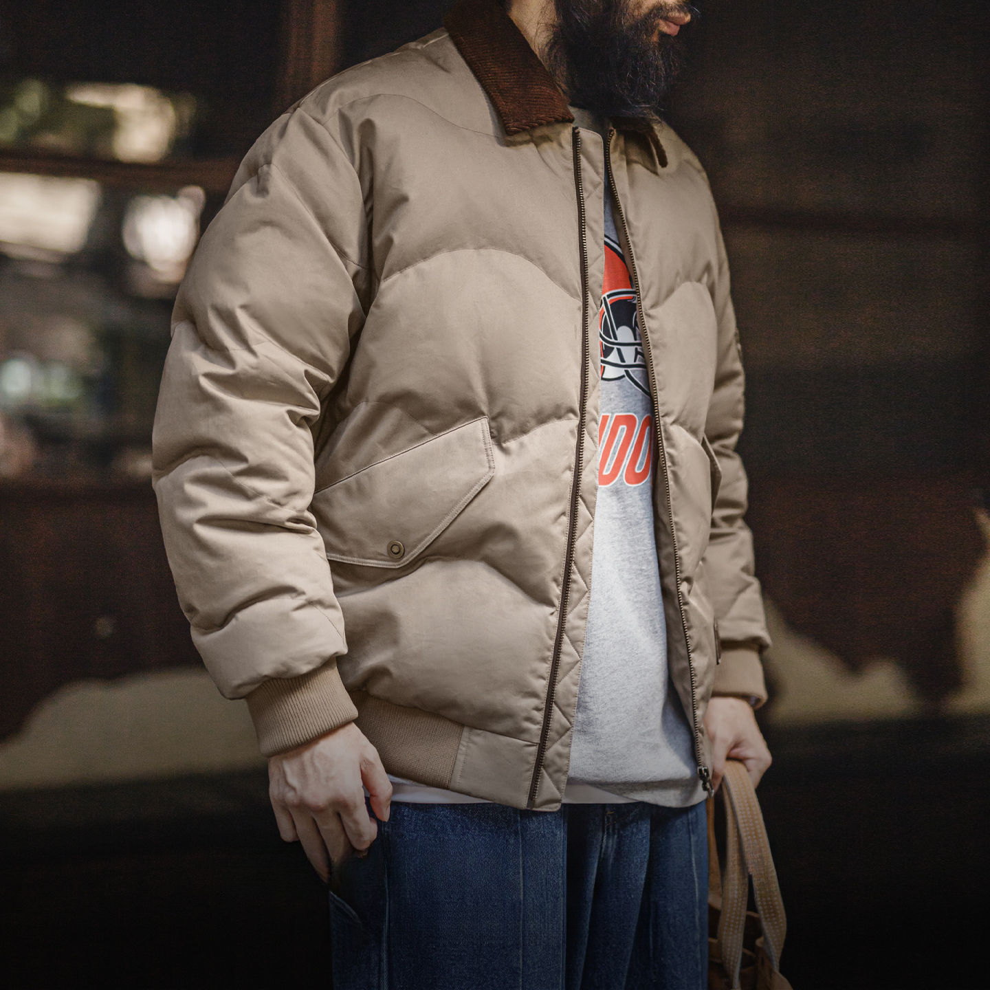 美式復古CWU45P飛行夾克短款翻領保暖轟炸機棉服外套男冬