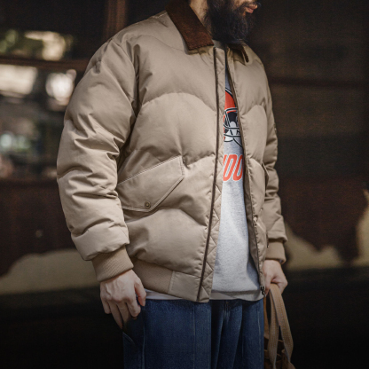 美式復古CWU45P飛行夾克短款翻領保暖轟炸機棉服外套男冬