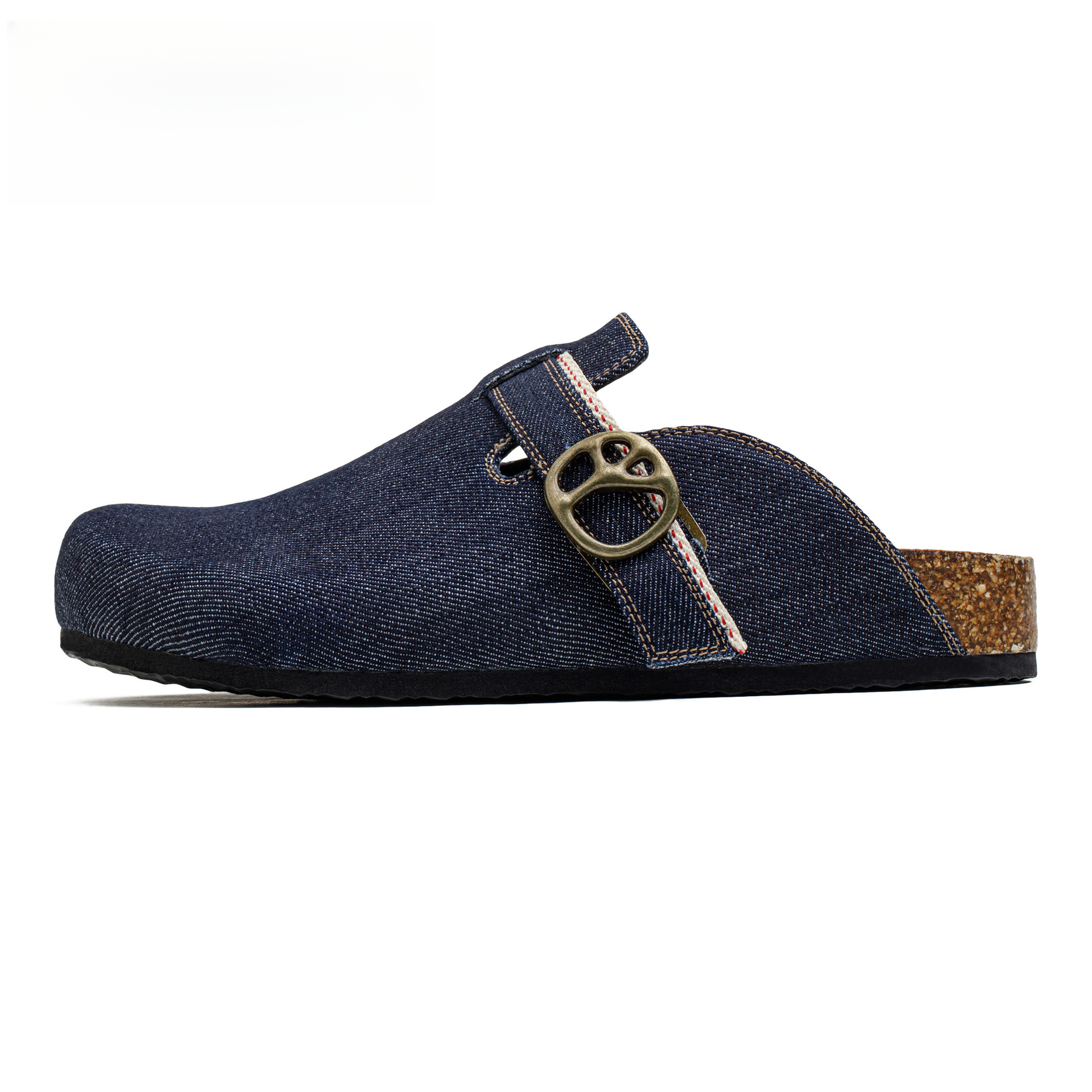 2025夏季新款穆勒鞋男休閒軟木半托透氣牛仔百搭外穿包頭拖鞋