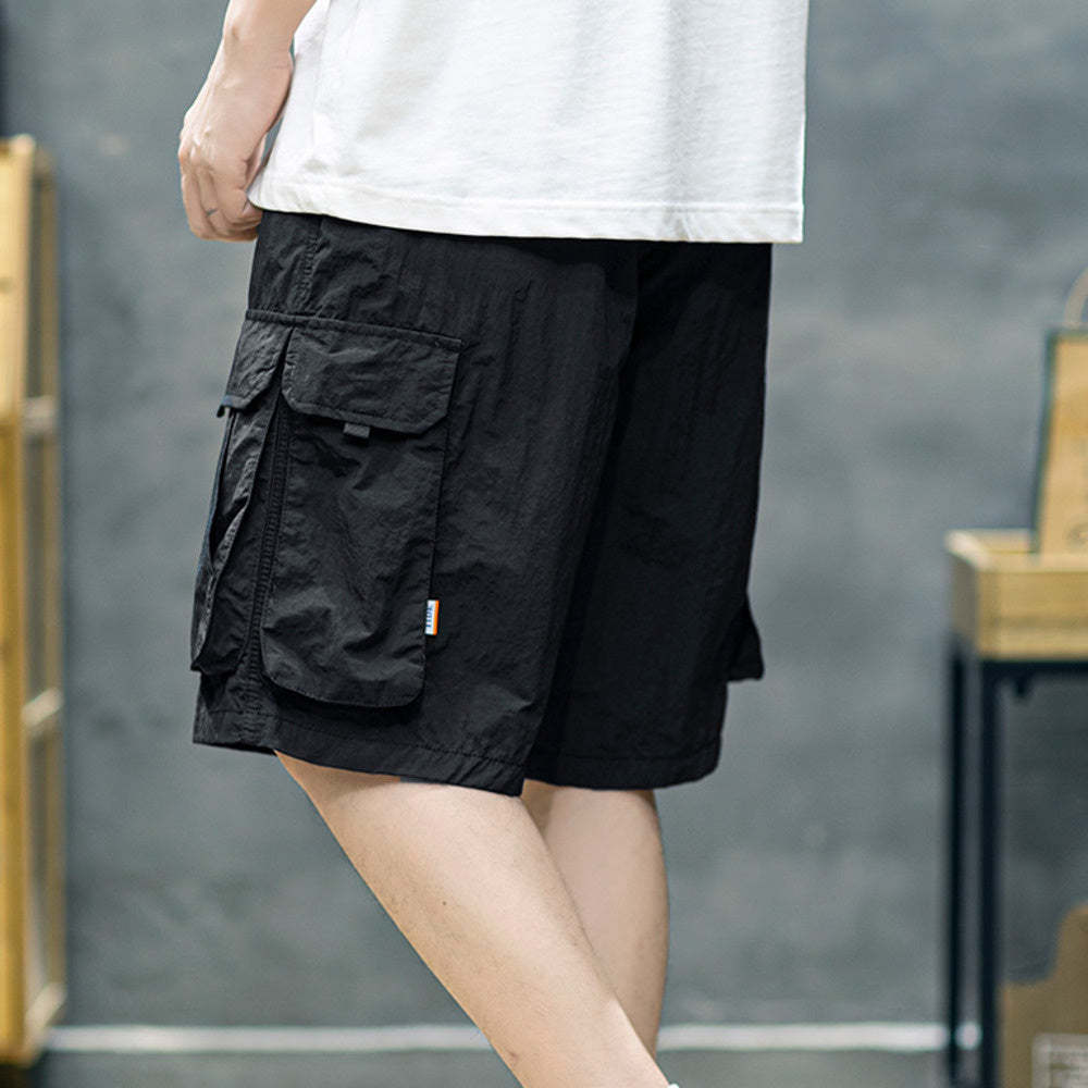 夏季薄款速幹短褲男寬鬆運動美式工裝五分褲男士潮牌大碼休閒中褲