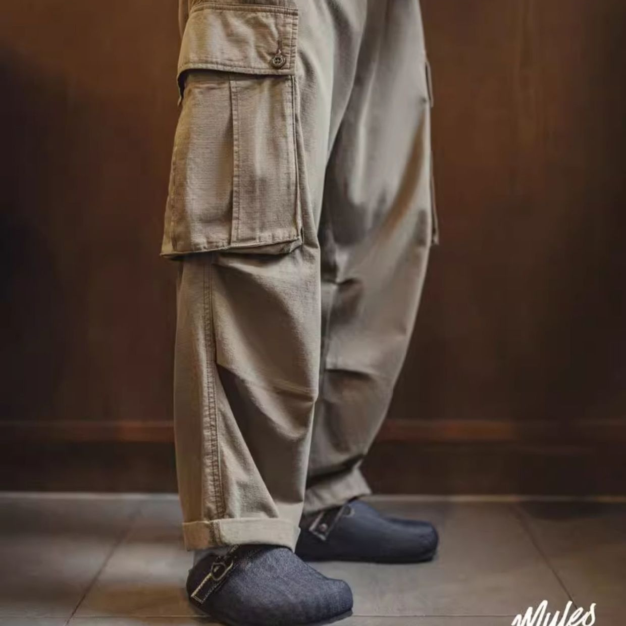 2025夏季新款穆勒鞋男休閒軟木半托透氣牛仔百搭外穿包頭拖鞋