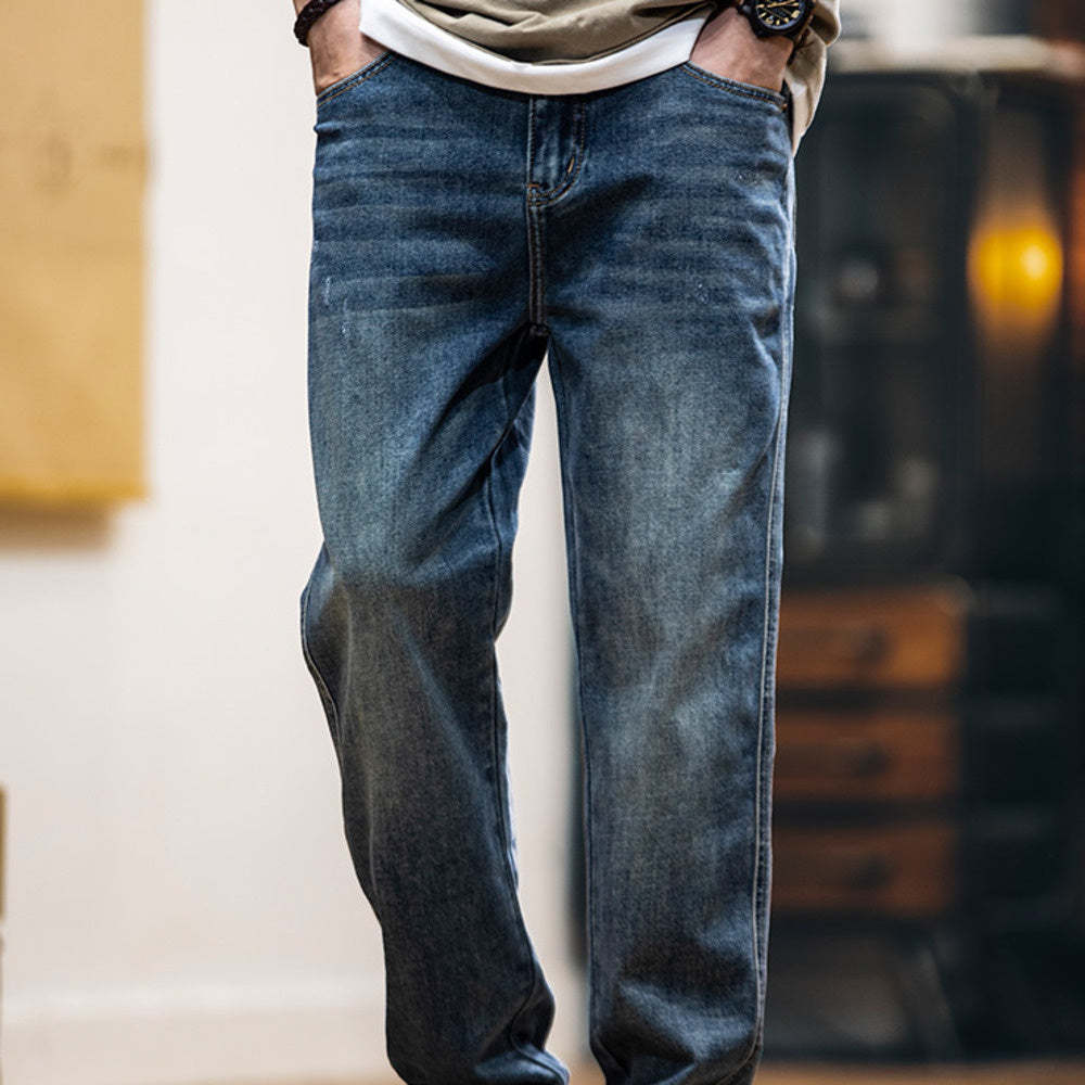 萊賽爾美式牛仔褲男春夏2025新款復古水洗休閒錐形褲男士薄款長褲