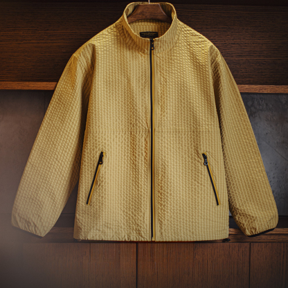 美式休閒戶外山系夾克肌理感透氣防風立領薑黃外套男春夏