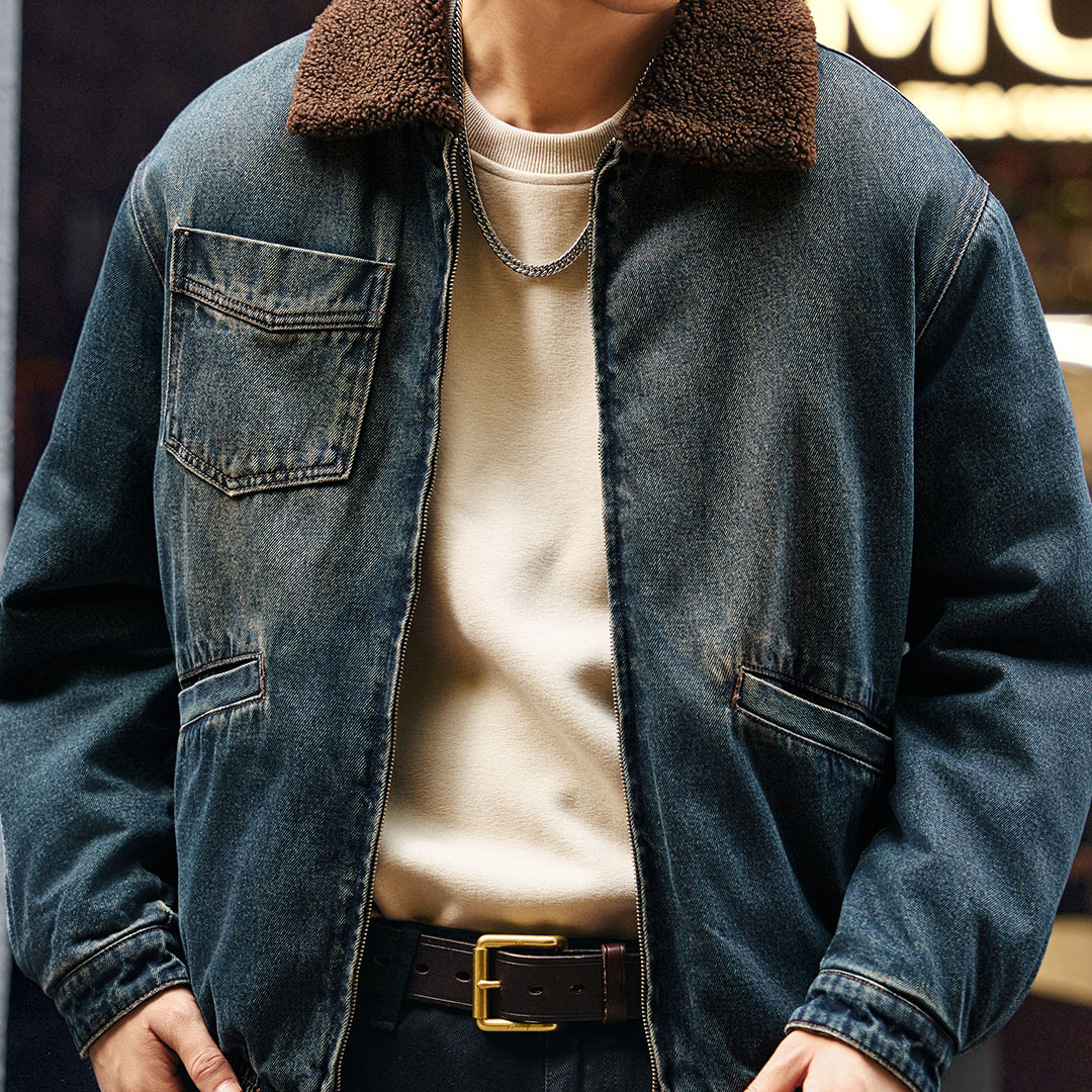 重磅羊羔絨加厚棉服外套男冬季牛仔衣加絨保暖工裝夾克